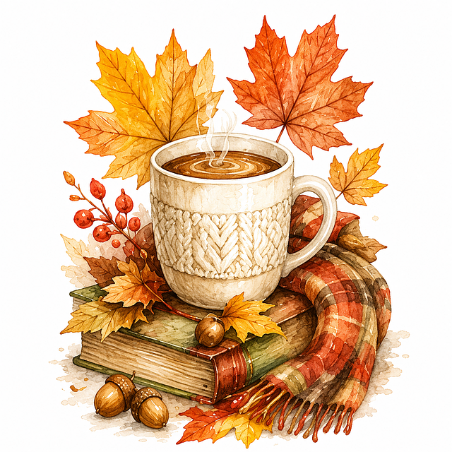 Herbst, Buchen, Tasse, Kaffee, Schal
