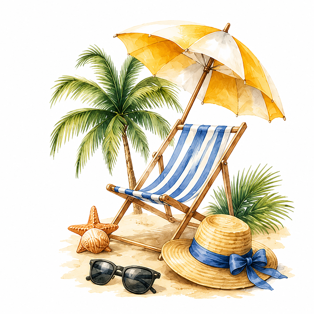 Free deck chair beach sunglasses illustration
