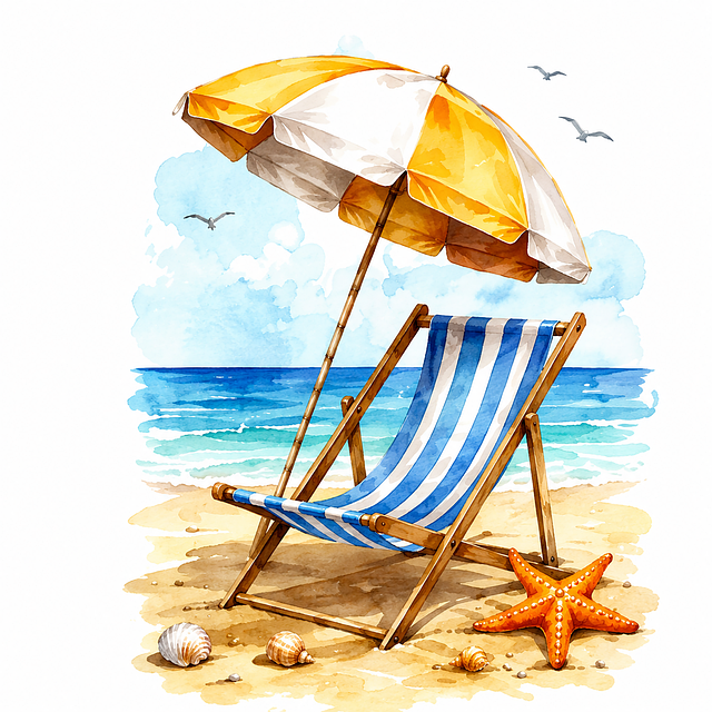 Free beach parasol deck chair illustration