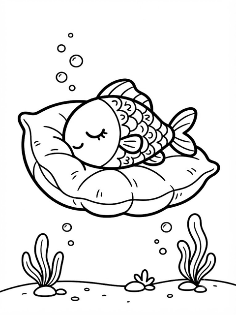Free cute cartoon fish sleeping fish pillow illustration