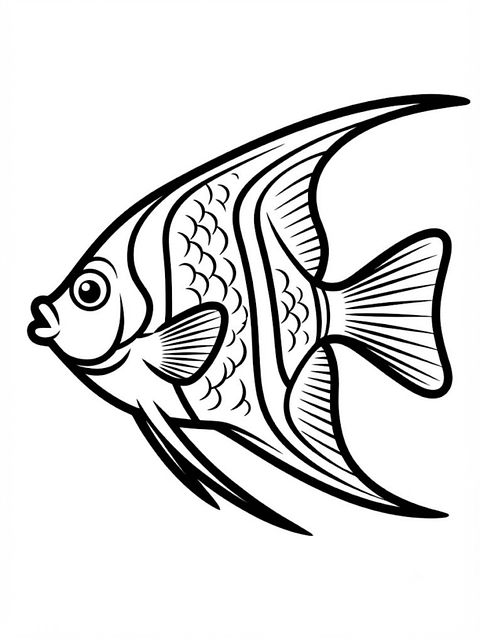 Free fish angelfish coloring page illustration