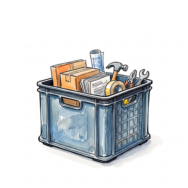 Free plastic crate storage box document folders illustration