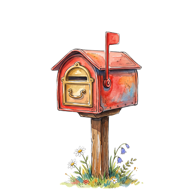 Free mailbox watercolor red illustration