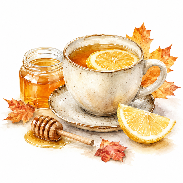 Free tea honey lemon illustration