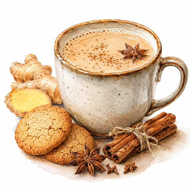 Free coffee cup ginger spices illustration