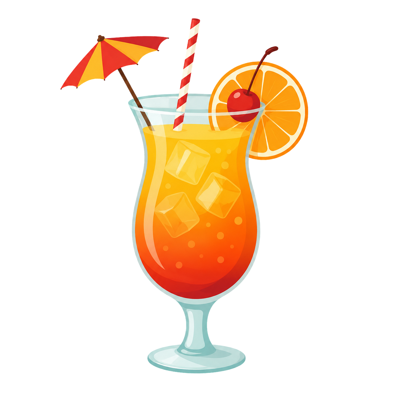 Cocktail, Eis, Strohhalm