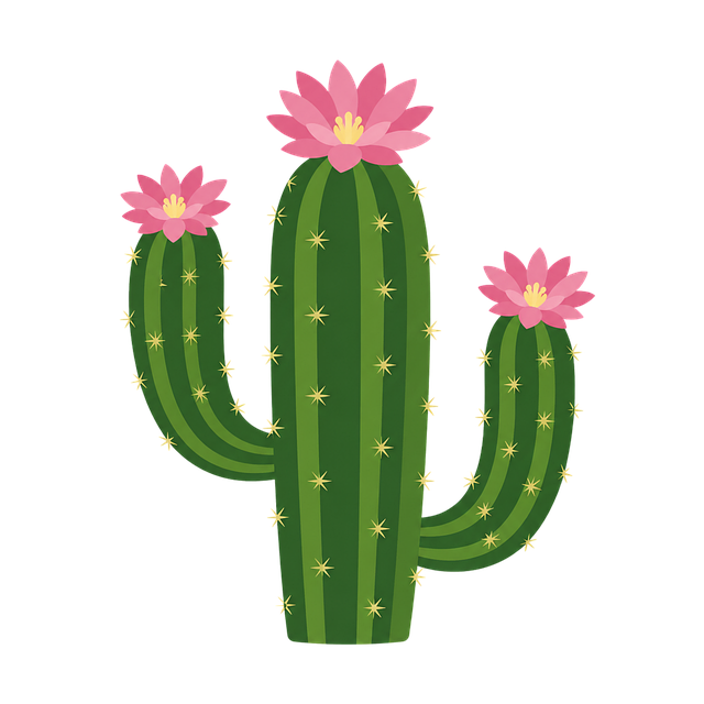 Free cactus pink flowers green vector