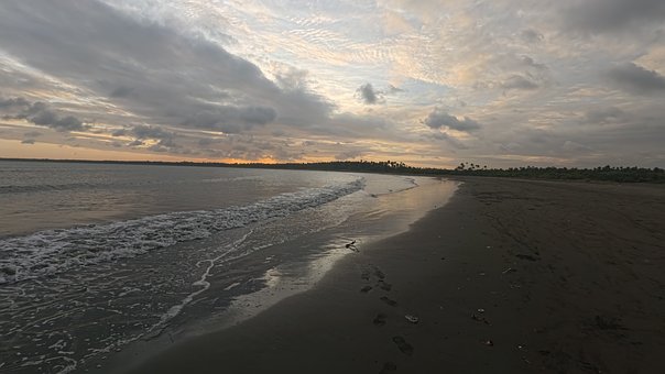 Puesta De Sol, Mar, Costa, Playa, Arena
