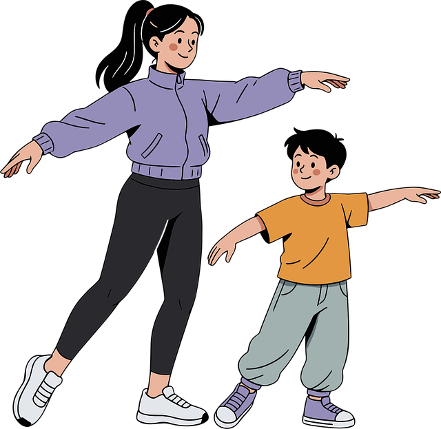 Free exercise family dance lesson vector