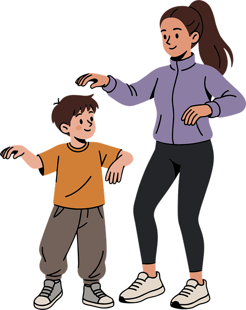 Free exercise together mother and son family workout vector