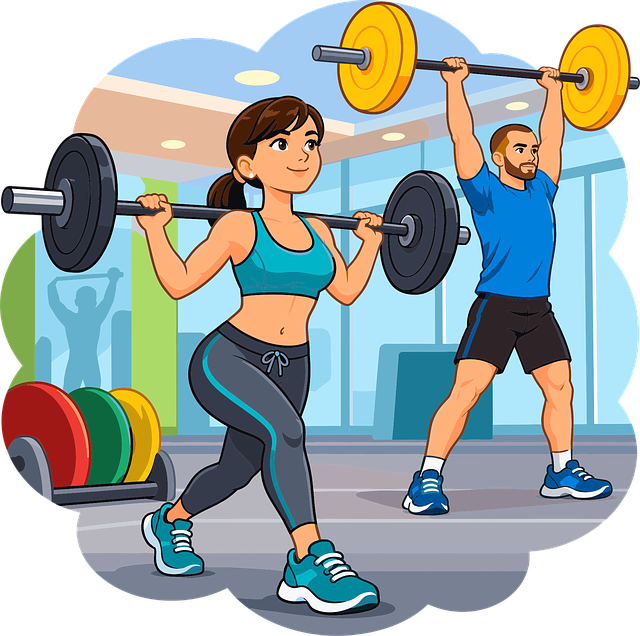 Free gym barbell training vector