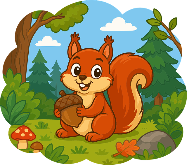 Free cartoon squirrel cute squirrel forest animal vector