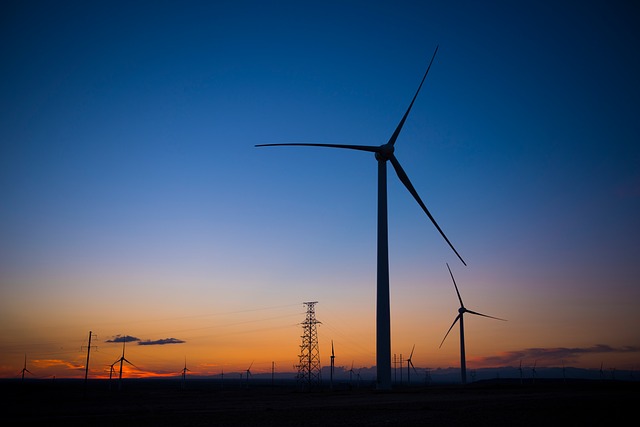 Vindmølle, Vedvarende Energi, Solnedgang