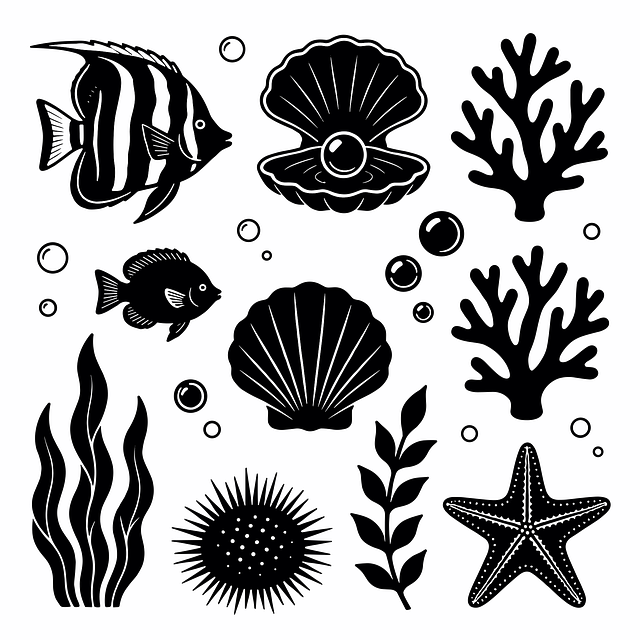 Free marine life silhouette ocean illustration
