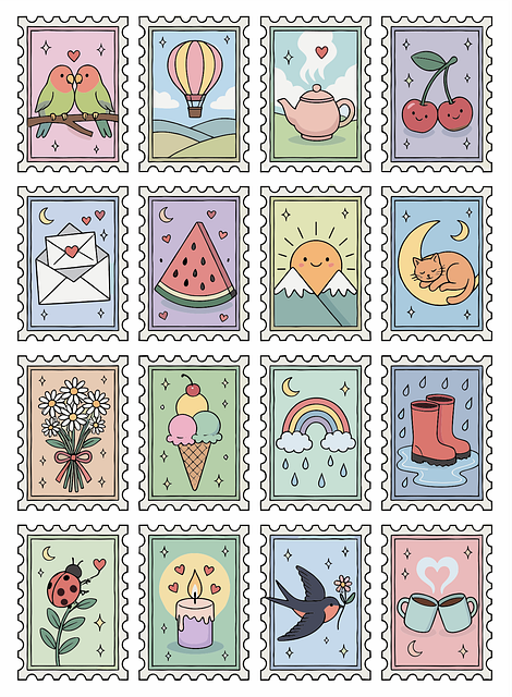 Free postage stamps cute stamps stamp collection illustration