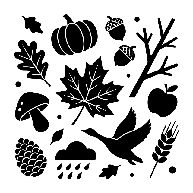 Free autumn acorn silhouette pumpkin illustration
