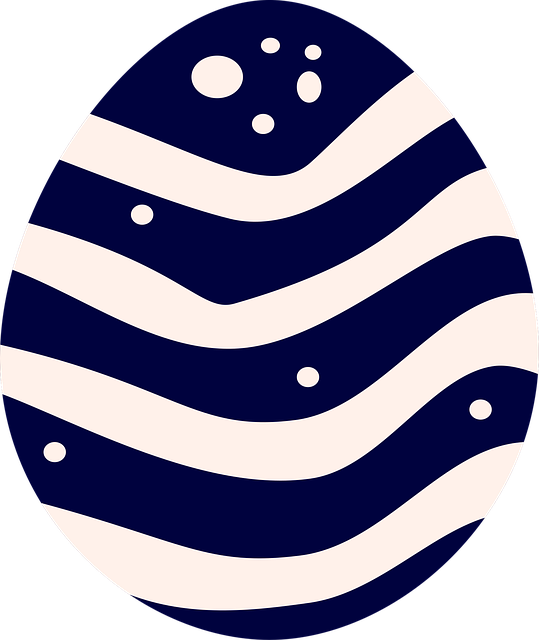 Osterei, Blaue Streifen, Dekorativ