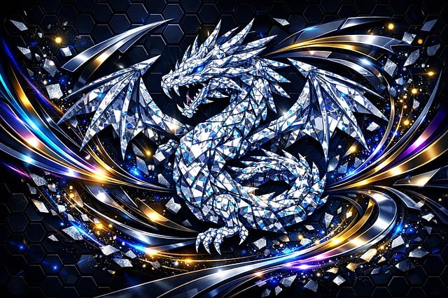 Free dragon design crystal dragon hexagonal background illustration