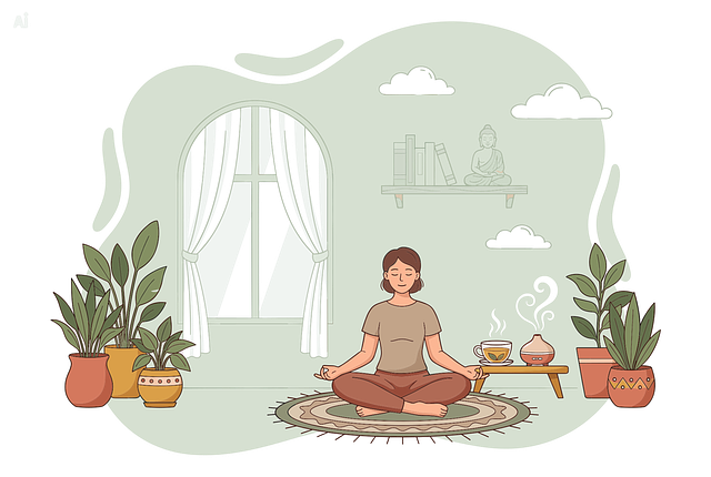 Free meditation woman meditating mindfulness illustration