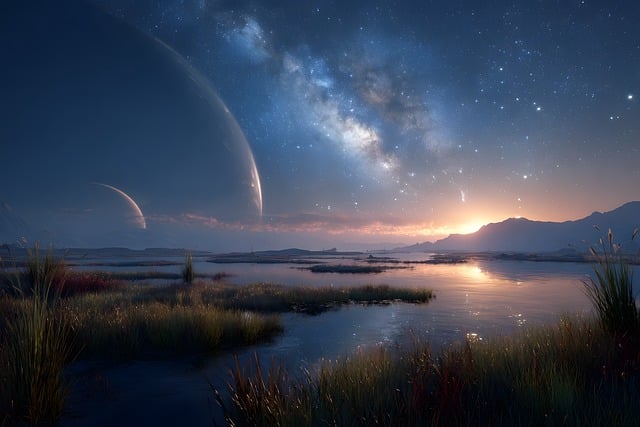 Free landscape star milky way illustration