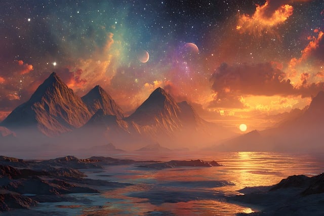 Free landscape mountains framed illustration