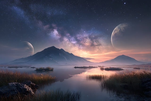 Free landscape stellar night sky illustration