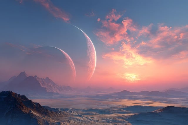 Free landscape painting futuristic night sky illustration