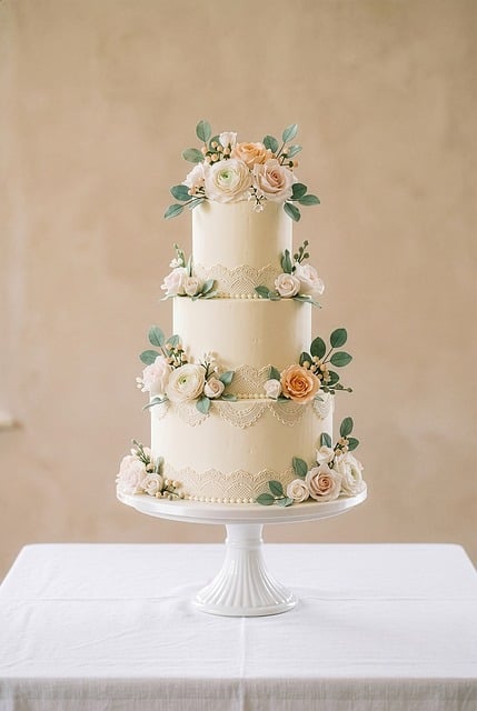 Free wedding cake decorated rose illustration