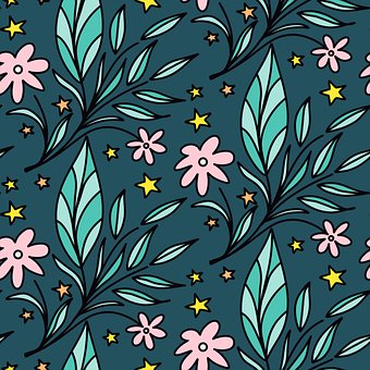Mønster, Gentagelse, Blomster, Blade