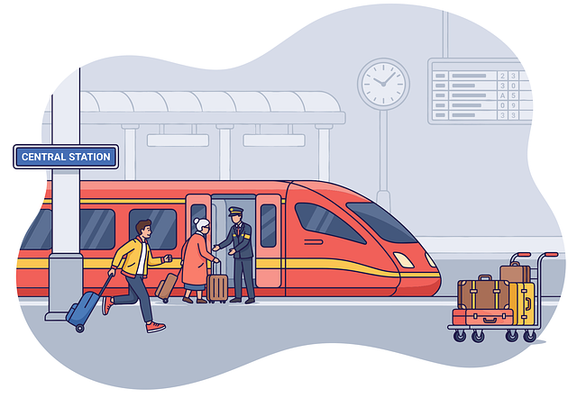 Free train station train platform modern train illustration