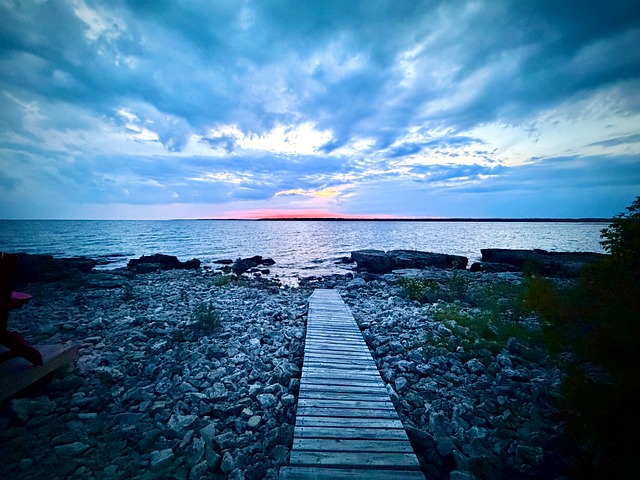 Mole, Solnedgang, Sø, Refleksion, Skyet