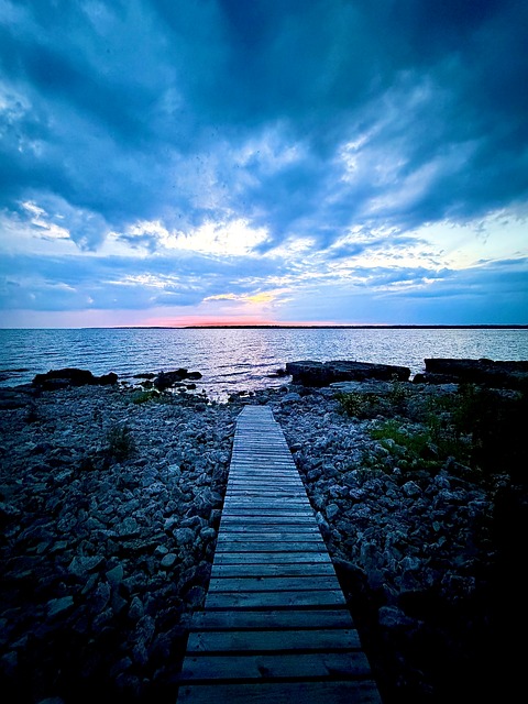 Mole, Vand, Sø, Hytte, Solnedgang