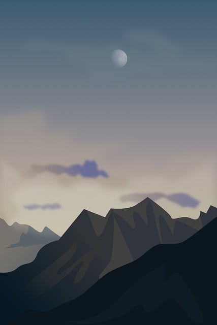Free landscape mountains moon illustration