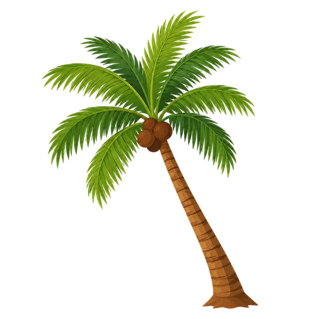 Free coconut palm tropical plant green leaves vector