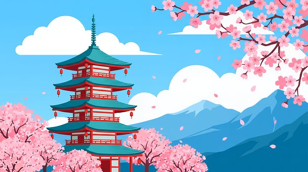 Free Pagoda Japanese Temple illustration and picture