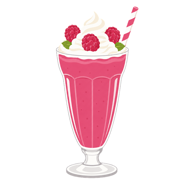 Free raspberry smoothie whipped cream dessert drink vector