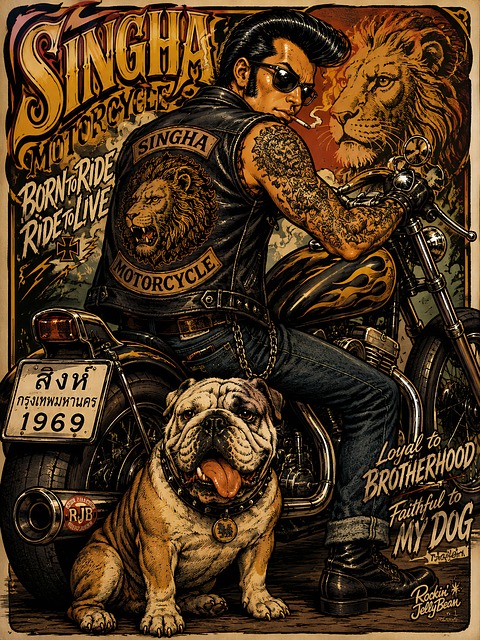 Motocicletă, Câine, Bulldog, Bandă