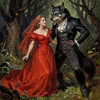 Werwolf, Rotes Kleid, Wald, Märchen