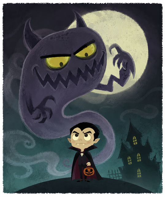 Free cute vampire halloween illustration trick or treat illustration