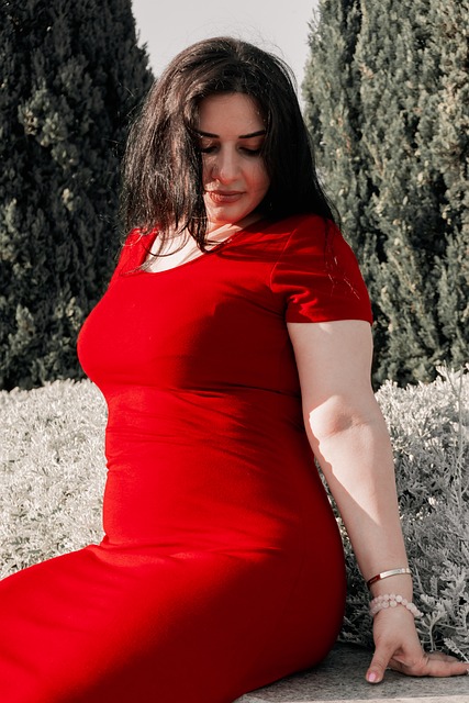 Junge Frau, Rotes Kleid, Mode, Porträt