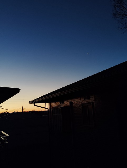 Japão, Noite, Lua Crescente, Casa