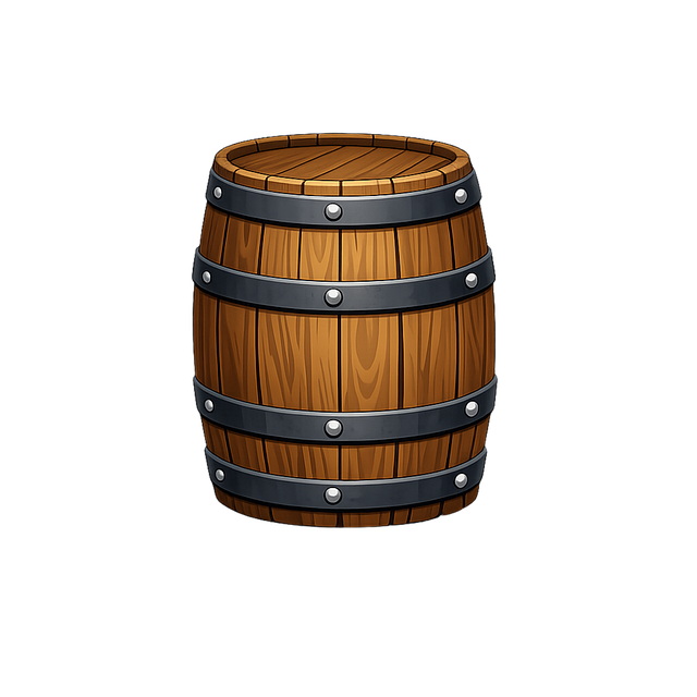 Free wooden barrel metal bands storage container illustration