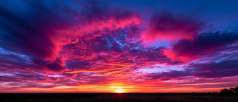 Zonsondergang, Dramatische Wolken