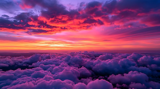 Zonsondergang, Wolken, Lucht, Luchtfoto