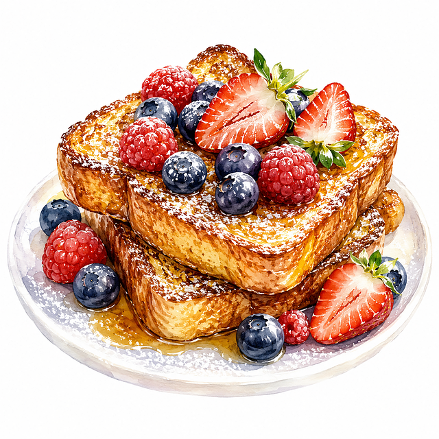 Free french toast blueberries strawberries illustration