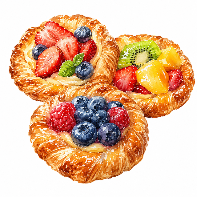 Free danish pastry fruits raspberry illustration
