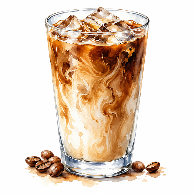 Eiskaffee, Milchkaffee, Eiswürfel