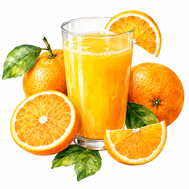 Free orange juice fresh fruit illustration