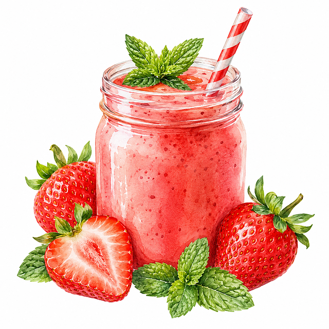 Free smoothie strawberry mason jar illustration