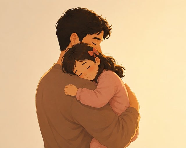 Free father daughter hug illustration